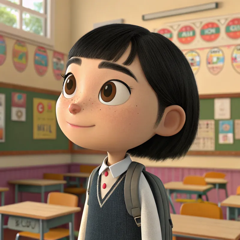 Pixar-Style Student Character Illustration