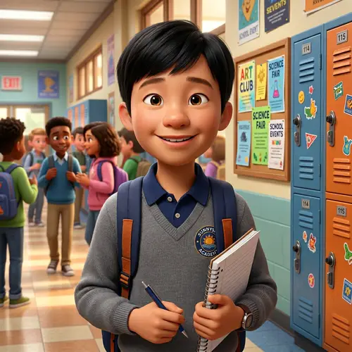 Pixar-Style Student Character Illustration