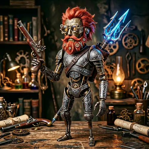 Elderly Robot Autognome | 70cm Height | Red Hair & Beard