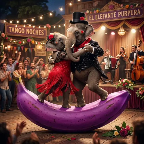 Elephant Tango Dance on Purple Banana