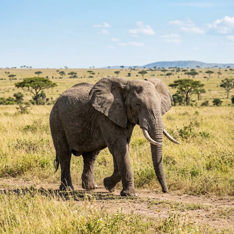 Majestic Elephant in Natural Habitat - Serene Savanna Scene