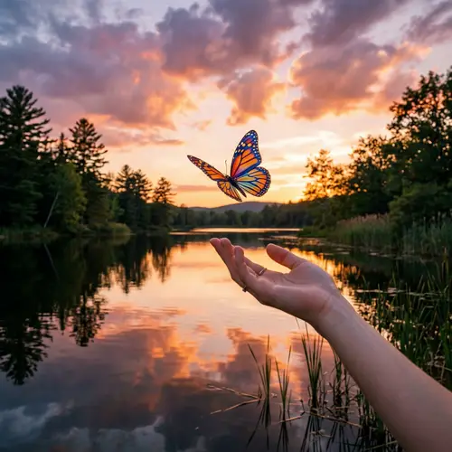 Tranquil Lake at Twilight Hour | Dreamy Sunset Scene
