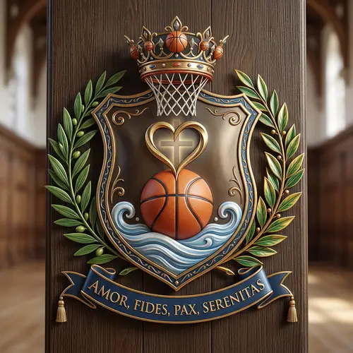 Basketball Love Faith Tranquility Shield Emblem