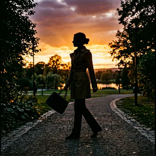Stylish Woman Silhouette with Handbag