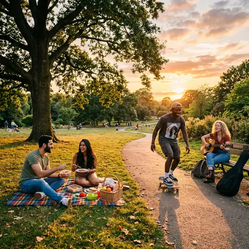 Young People Enjoying Recreation in the Park
