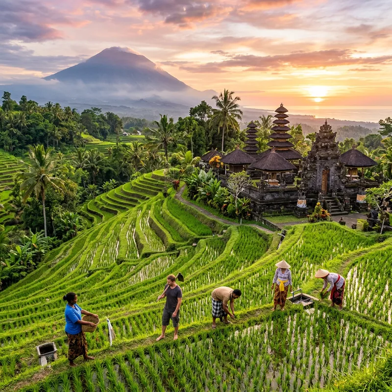Bali Landscapes: Rice Terraces, Temples, & Volcano Views