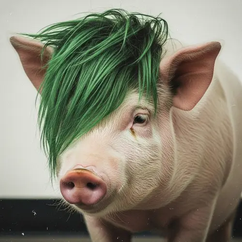 Green Emo Hair Pig: A Retro Style Revival