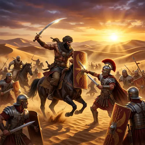 Roman vs Arab: Epic Battle in Arabian Desert | 8K Ultra HD Artwork