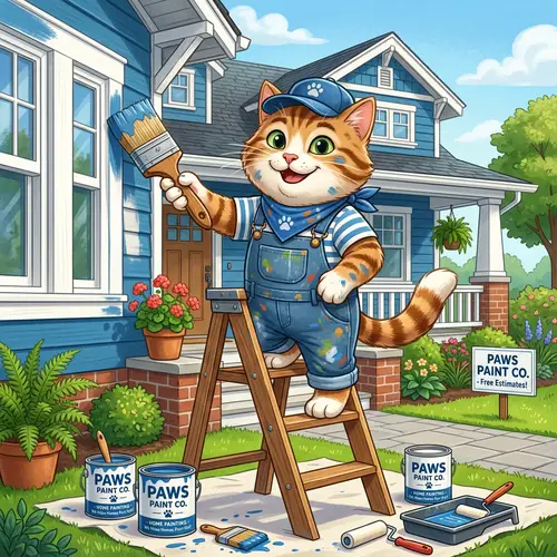 Unique Cat Mascot for Your Home Painting Needs