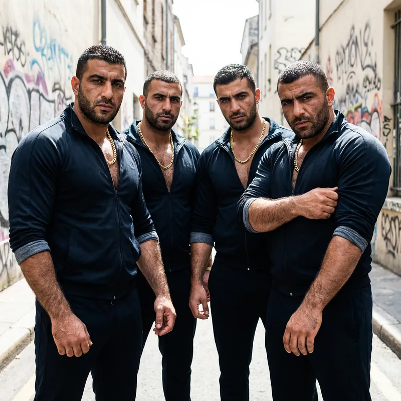 Hot & Muscular Arab Men in Stylish Gangster Fashion