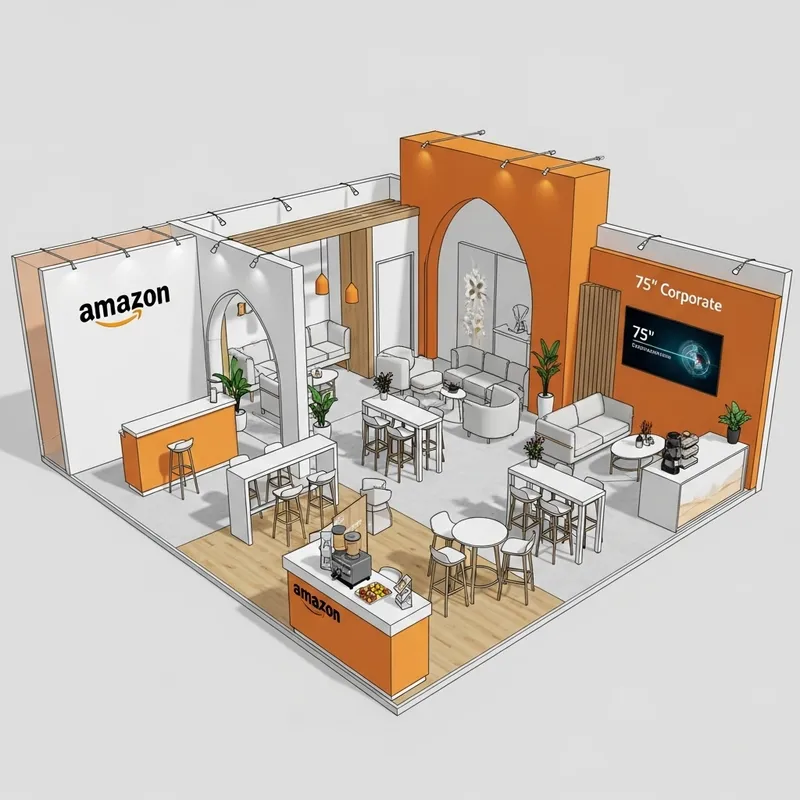 3D Exhibition Design Sketch with Arabic Arch