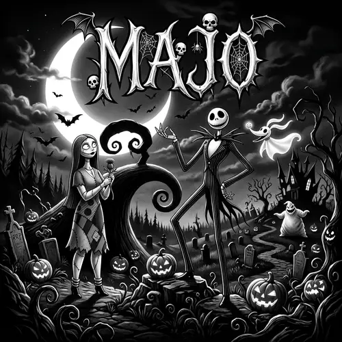 Spooky Tim Burton Halloween Art with 'Majo'
