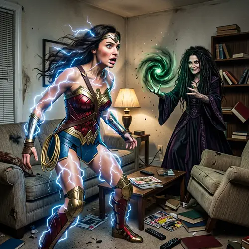 Wonder Woman vs Evil Witch: Epic Battle Scene