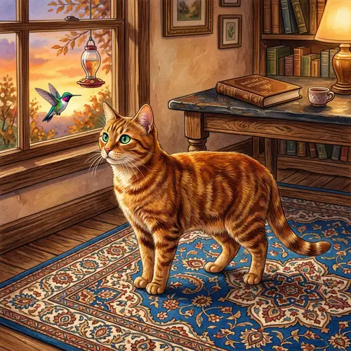 Beautifully Crafted Domestic Short-Haired Cat Illustration