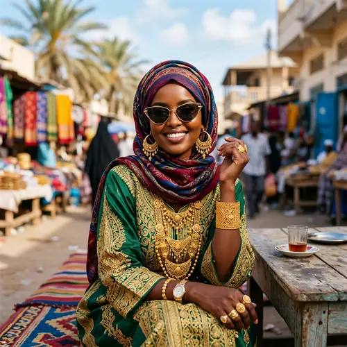 Stunning Somali Woman in Gold Jewelry & Sunglasses