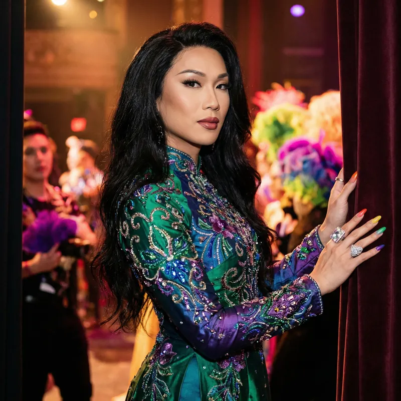Sophisticated Asian Drag Queen in Stunning Gown