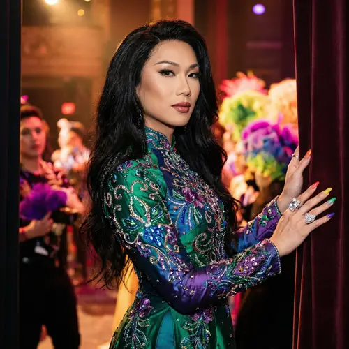 Sophisticated Asian Drag Queen in Stunning Gown