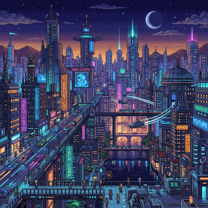 Futuristic City Pixel Art - Stunning Designs