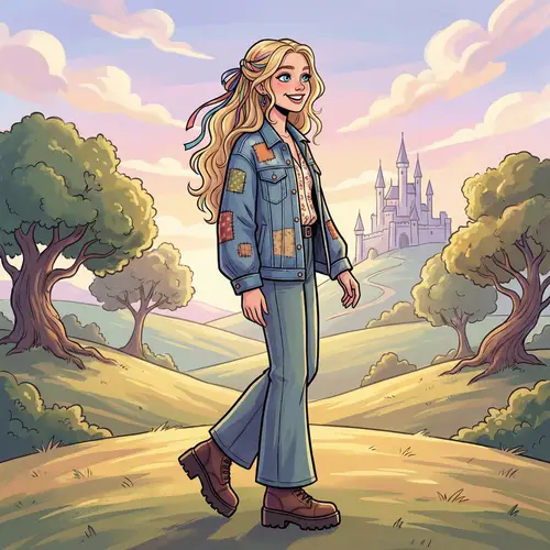 Fantastic Girl with Blonde Hair and Blue Eyes | Stylish Illustration