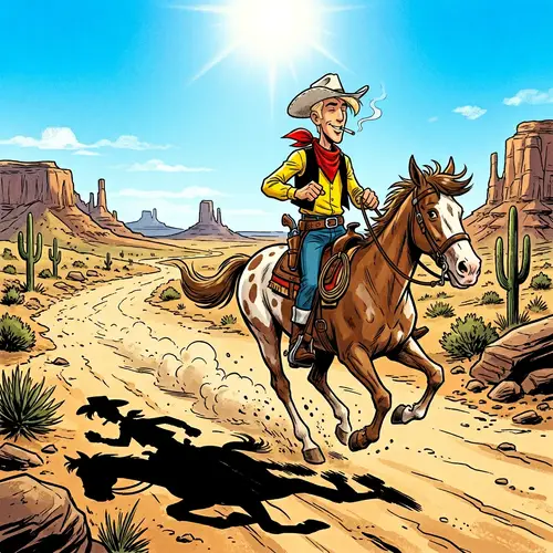 Fastest Cowboy Riding Horse in the Wild West Desert