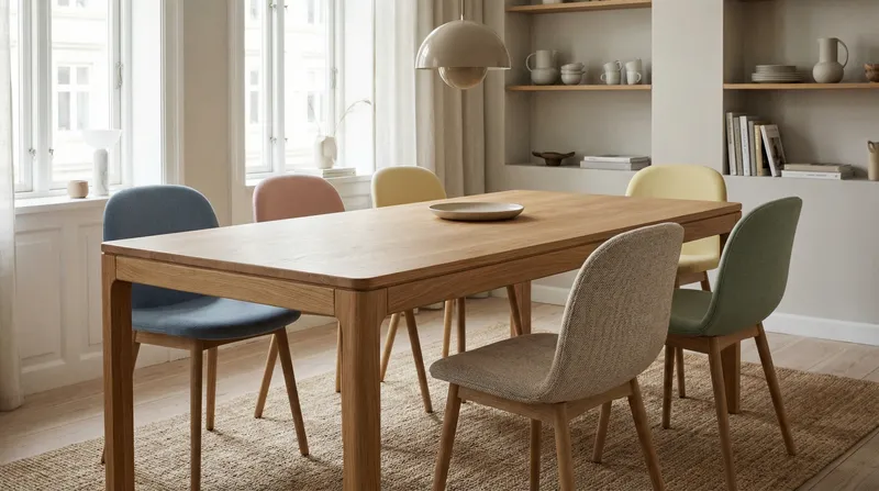 Elegant Scandinavian Dining Table Set in Oak