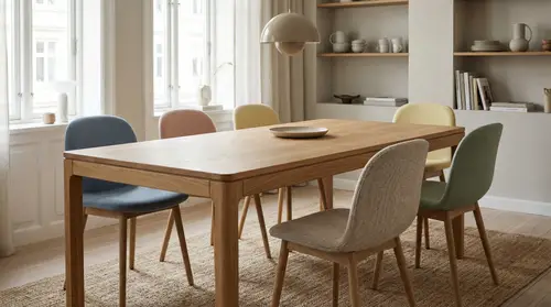 Elegant Scandinavian Dining Table Set in Oak