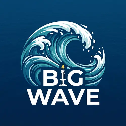 Big Wave Logo Design | Blue Background | Candlestick 'I'