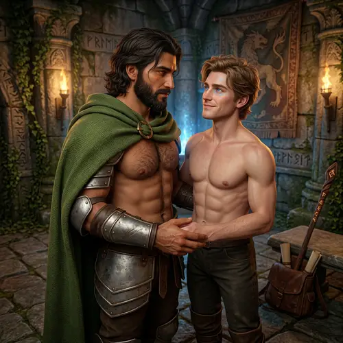 Fantasy Dungeons and Dragons Male Characters in Romantic Posture