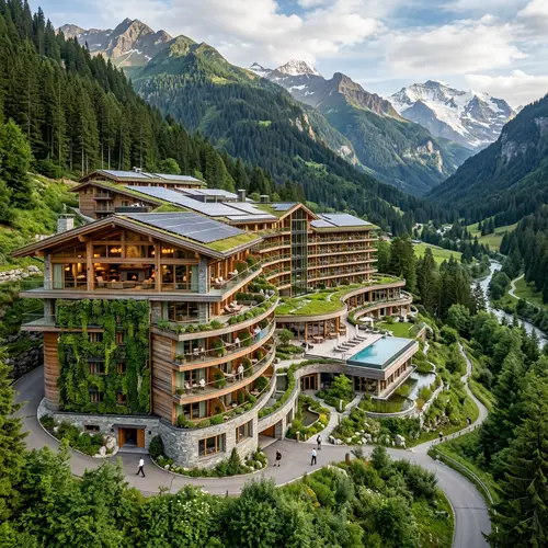 Futuristic Traditional Hotel in Mountains | Sustainable Features