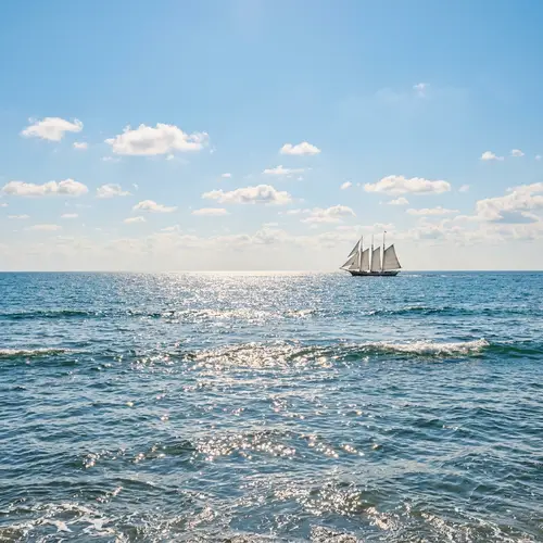 Tranquil Sea Scene | Vast Sea and Sailing Ship