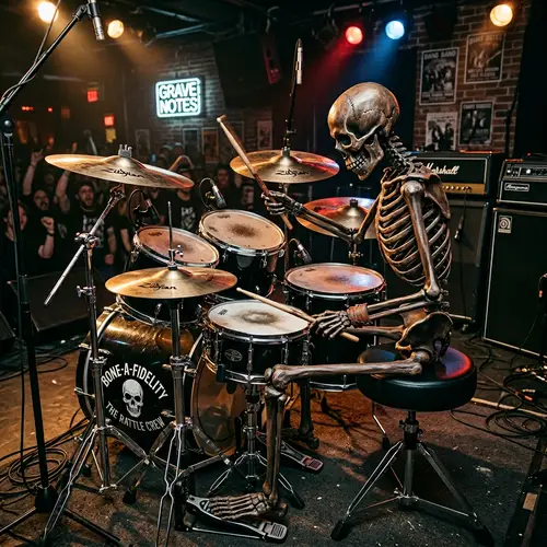 Skeleton Holding Drums - Unique Art Piece