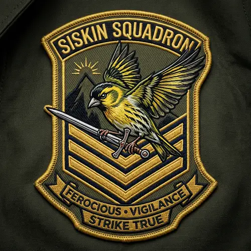 Aggressive Siskin Bird Art - Military Chevron Style