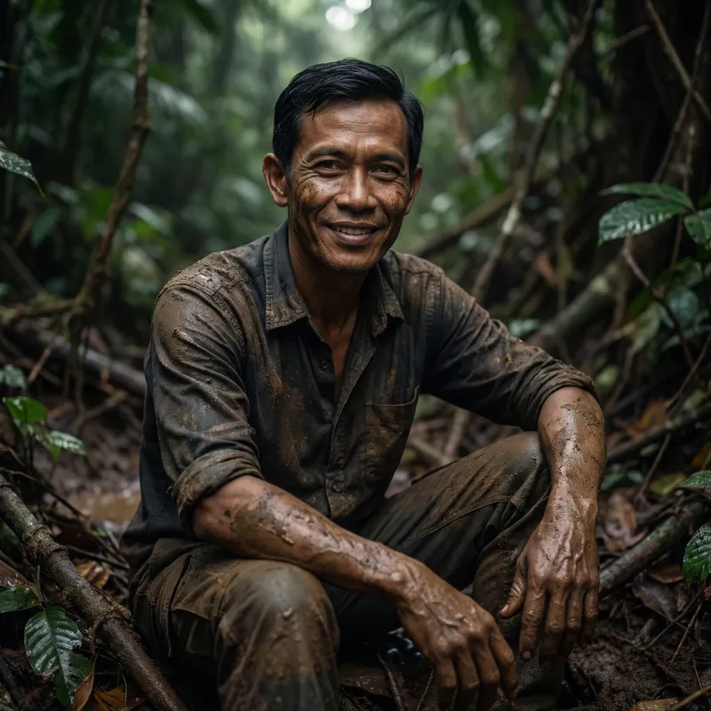Stunning 8K Photorealistic Javanese Man in Jungle