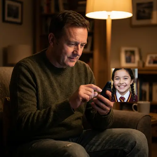 Capturing Joy: A Happy Schoolgirl on Phone