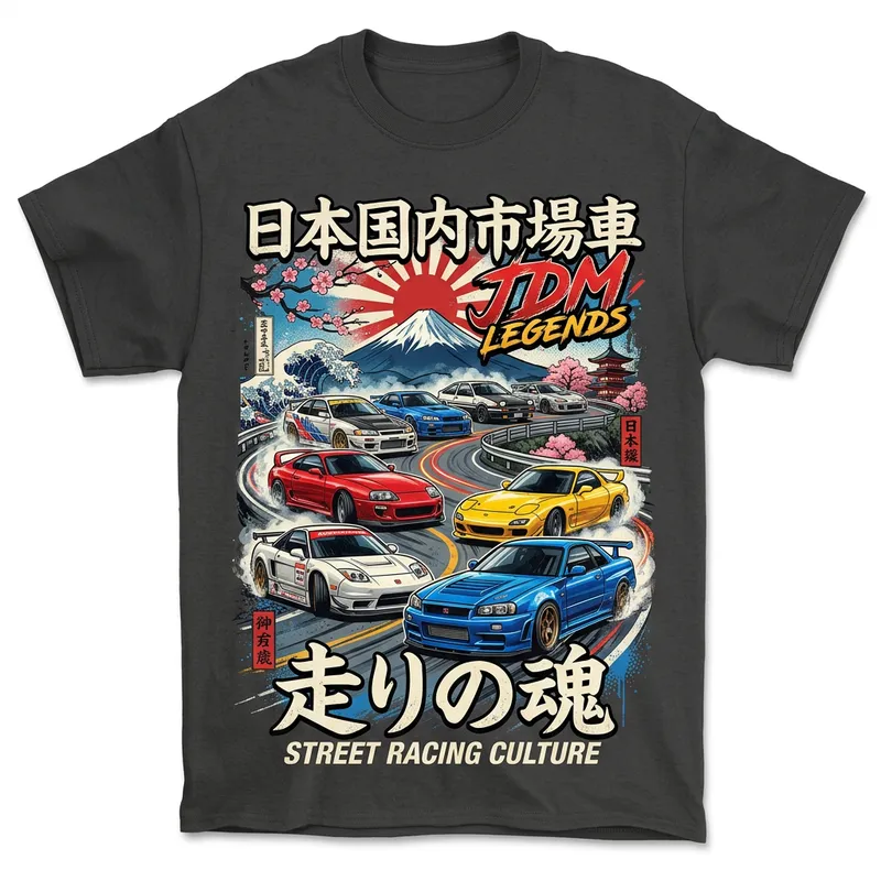 JDM Car T-Shirt Design with Japanese Themes