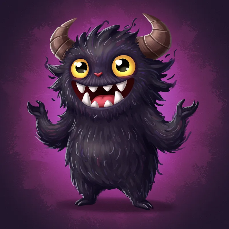 Playful Adorable Monster in Cartoon Style