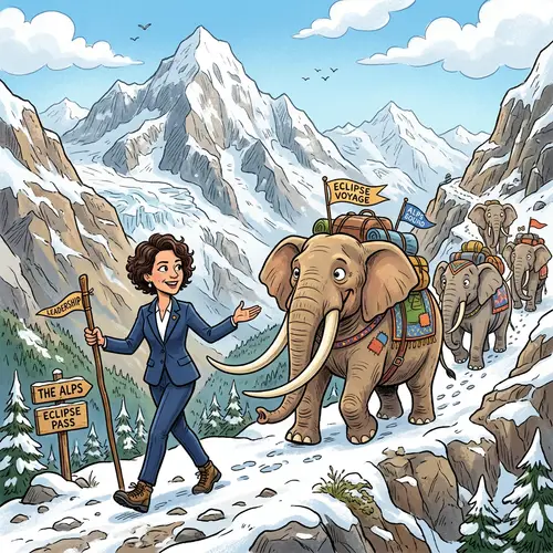 Riccarda Lang Cartoon Guide Elephants Alp Crossing