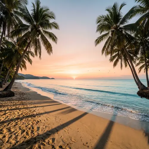 Stunning Ocean View from Sandy Beach with Palm Trees