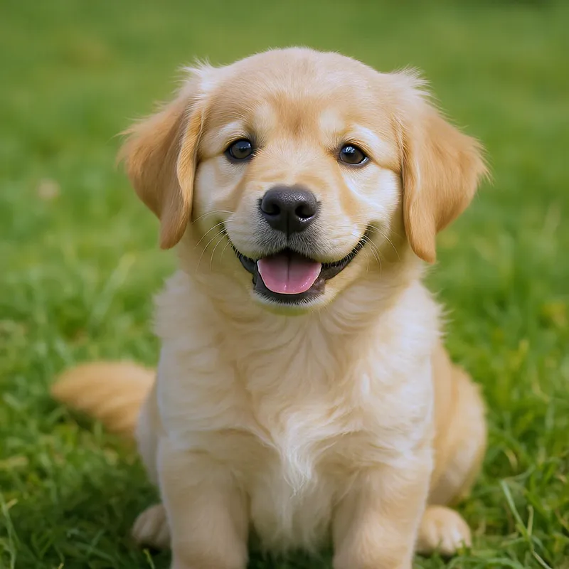 Cute Golden Retriever in a Grassy Field