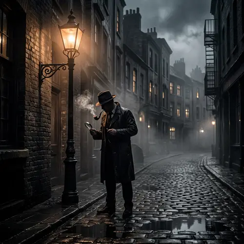 Noir Crime Scene: Mystery Under the Street Lamp