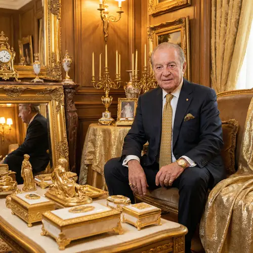 Elegant Wealth: Man in Opulent Gold Setting