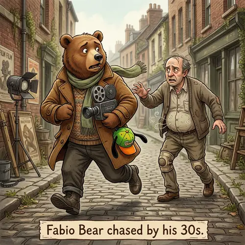 Bear Actor Running from His 30s | Humorous Illustration