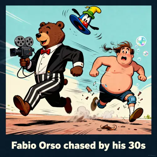 Bear Actor Running from His 30s | Humorous Illustration
