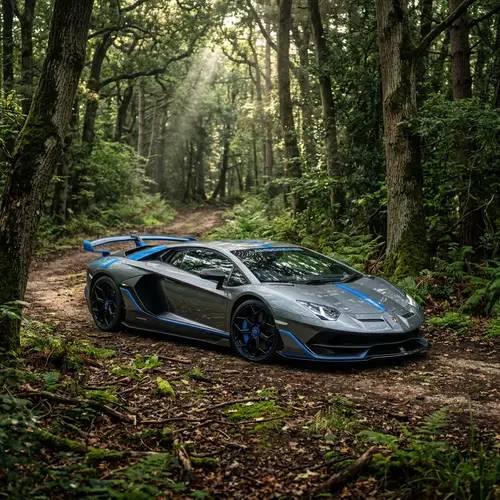 Stunning Lamborghini Aventador SVJ in a Forest