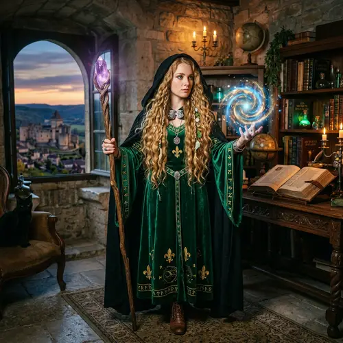 French Sorceress with Long Golden Hair - Mythical Beauty