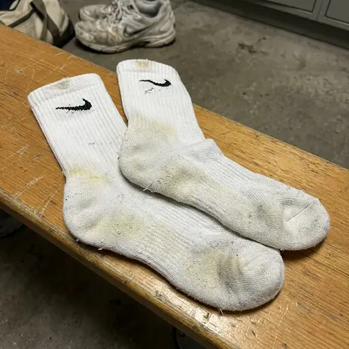 Smelly Sweaty Nike White Socks - Well-Worn Condition