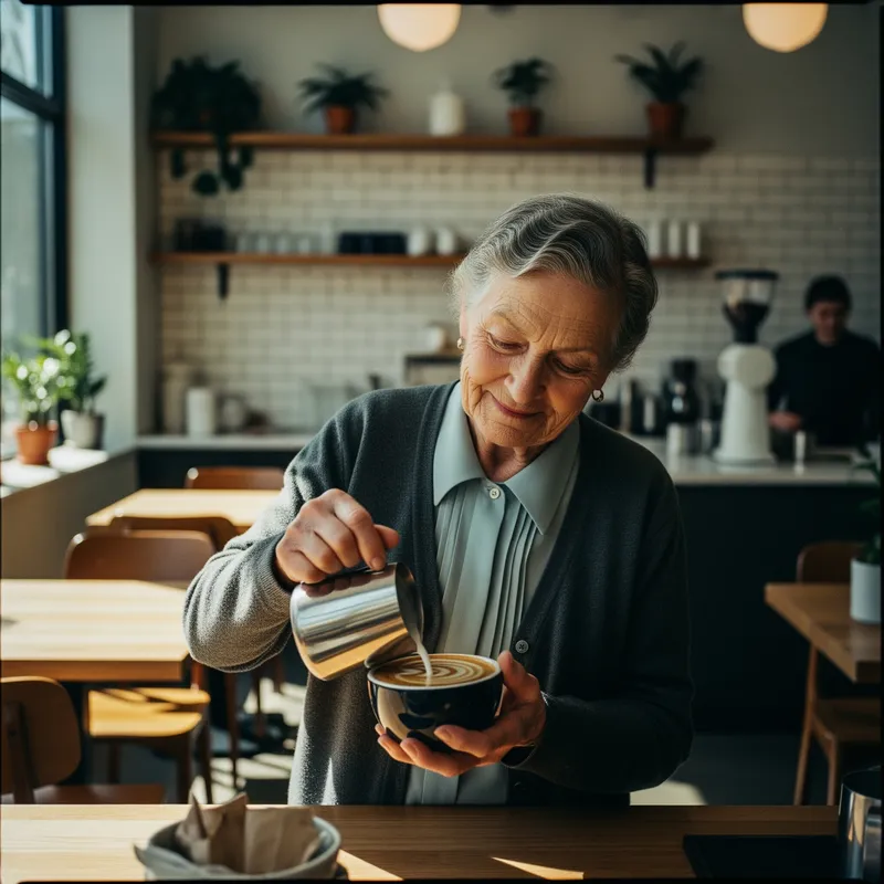 Vintage Kodak Style: Grandma Brewing Coffee