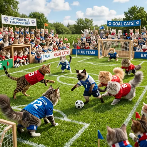 Cats Playing Football: A Feline Match Day