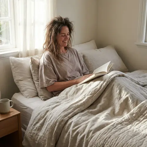 Woman Lying in Bed - Relaxation at Home
