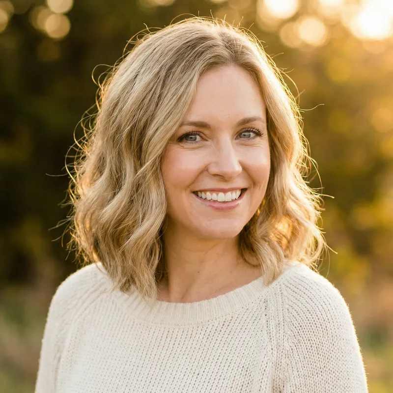 Beautiful Blonde Woman with Blue Eyes